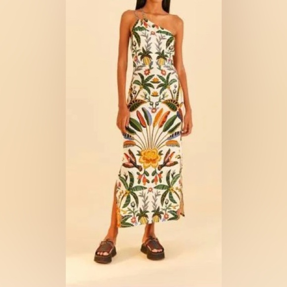 FARM Rio One-Shoulder Botanical Maxi Dress